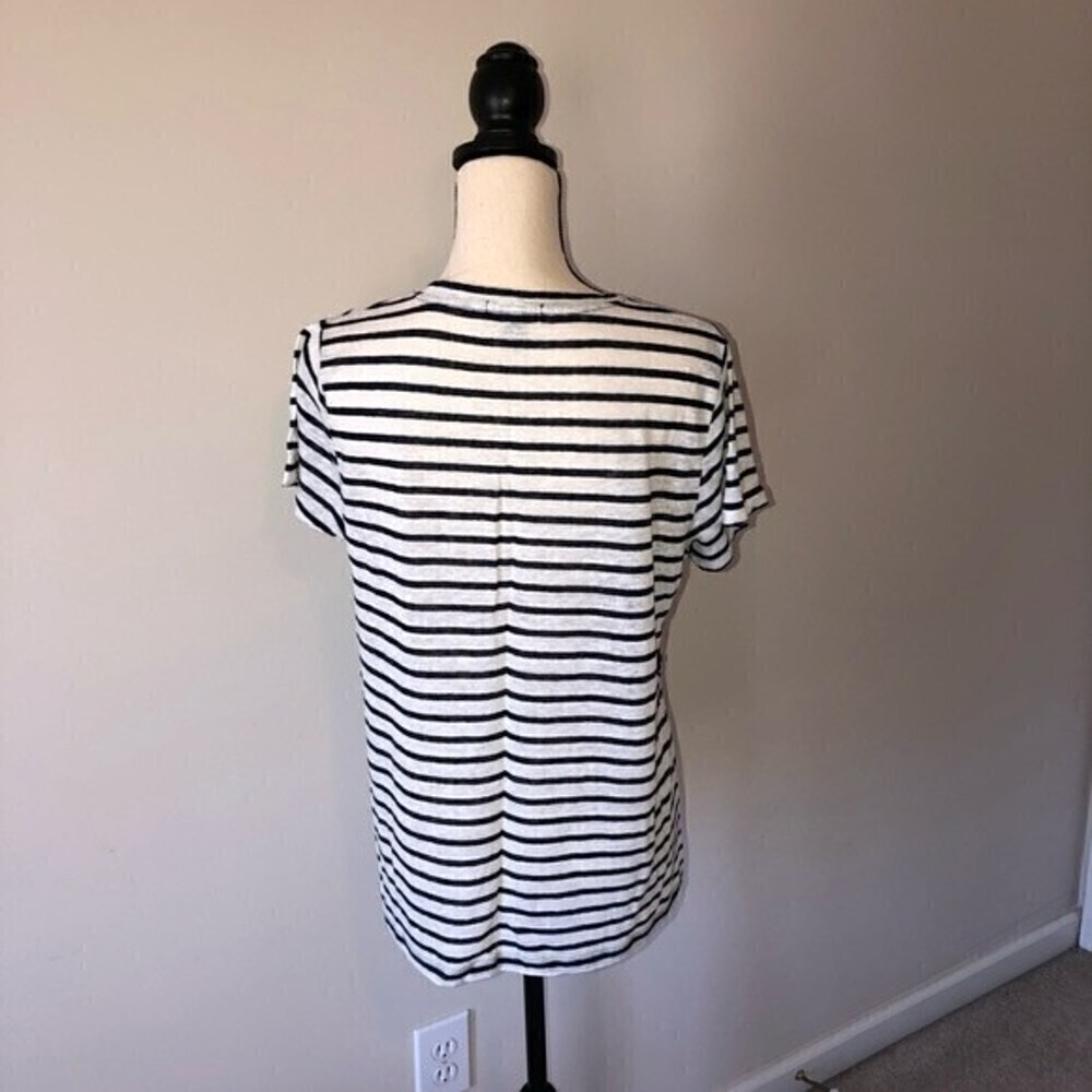 Jcrew Linen Knit Pom Pom Top Size M Navy Blue Black - Picture 4 of 7